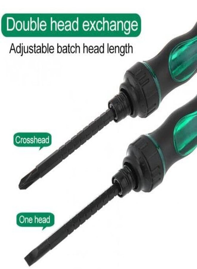Rasdion 2 in 1 Reversible Ratchet Screwdriver with Length Adjustable for Application Flat & Phillips Head with Solid Rubber Handle (Screwdriver) - Image 3